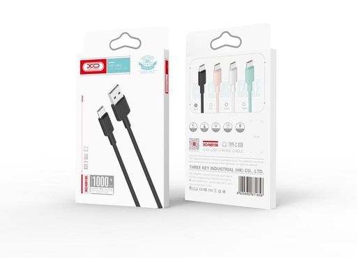 XO NB156 USB-C kabel do transmisji danych (Czarny) – silikonowy pokrycie, 2.4A