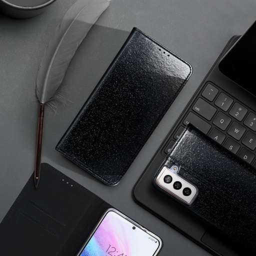 Samsung Galaxy A12 Forcell Shining etui z klapką, (Czarny)