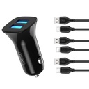 XO TZ10 autós töltő (Fekete) – 2×USB, Type-C kábel, dual port, 12W