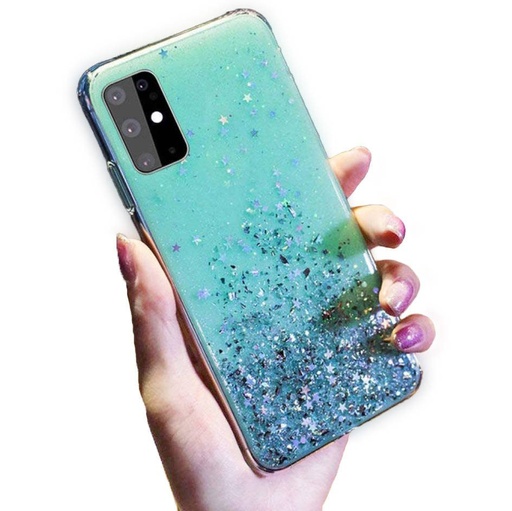Samsung Galaxy A12 glue glitter etui na plecki, (Miętowy)