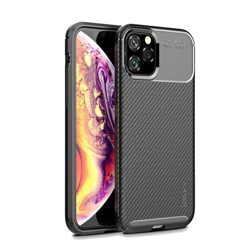 Apple iPhone 11 carbon fiber silikonowy etui na plecki (Czarny)