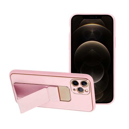 Apple iPhone 12/12 Pro skóra etui ochronne wysuwany ze stojakiem, magnetyczny uchwyt samochodowy kompatybilny (Różowy)