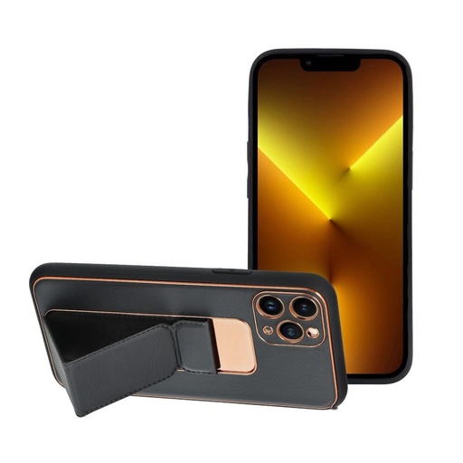 Apple iPhone 13 Pro Max skóra etui ochronne wysuwany ze stojakiem, magnetyczny uchwyt samochodowy kompatybilny (Czarny)