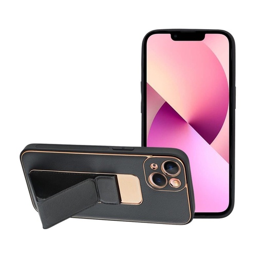 Apple iPhone 13 skóra etui ochronne wysuwany ze stojakiem, magnetyczny uchwyt samochodowy kompatybilny (Czarny)