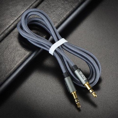 Hoco UPA03 , 1m, AUX audio kabel, Nylon bevonattal, szary