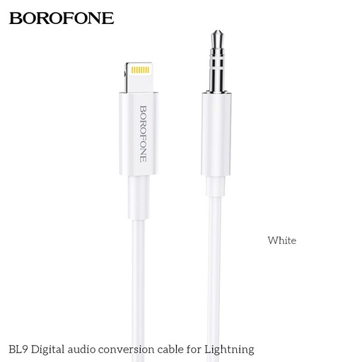 Borofone BL9 lightning rozdzielacz (lightning ładowarka port+3,5mm jack gniazdo), 1m, Lightning-3,5Jack przejściówka, biały
