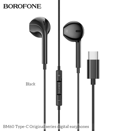 Borofone BM60 headset (type-c), słuchawki Type-C ze złączem i z mikrofonem biały, biały
