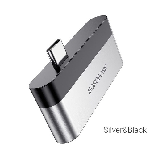 Borofone DH2 HDMI adapter, adapter USB-C HDMI + USB3.0, aluminium stop, szeroki okrągły kompatybilność, czarny