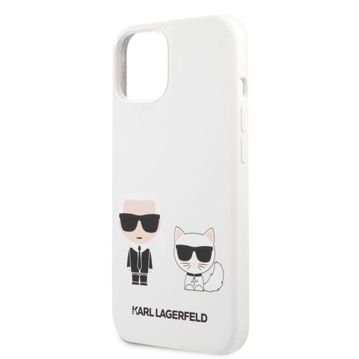 Apple iPhone 13 Pro Karl Lagerfeld & Choupette płynny etui silikonowe (Biały) – KLHCP13LSSKCW