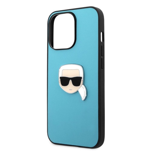 Apple iPhone 13 Pro Karl Lagerfeld PU Leather Karl Head etui (Niebieski) – KLHCP13LPKMB