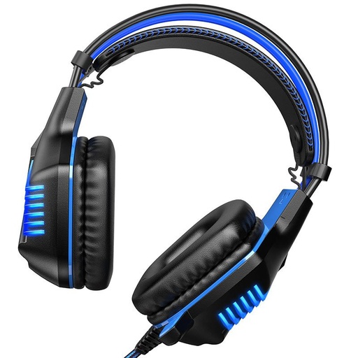 Borofone BO101 gamer słuchawki nauszne,z mikrofonem, USB-A+USB-A+ 3.5mm ze złączem, led ze światłem, niebieski