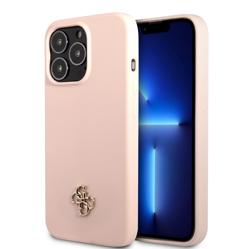 Apple iPhone 13 Pro Guess 4G Silicone Metal Logo etui (Różowy) - GUHCP13LS4LP