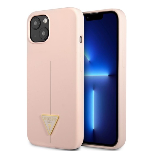 Apple iPhone 13 mini Guess Silicone Line Triangle etui (Różowy) - GUHCP13SSLTGP