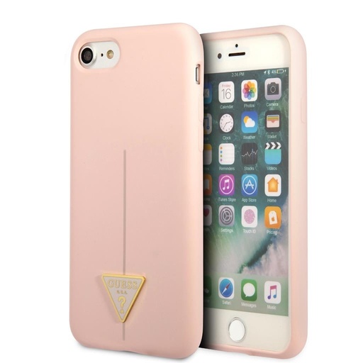 Apple iPhone 7 / iPhone 8 / iPhone SE 2020 / iPhone SE 2022 GUESS Silicon triangle premium etui na plecki (Różowy - GUHCI8SLTGP)