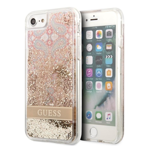 Apple iPhone 7/8/SE 2020/2022 Guess Liquid Glitter Paisley etui (Złoty) - GUHCI8LFLSD