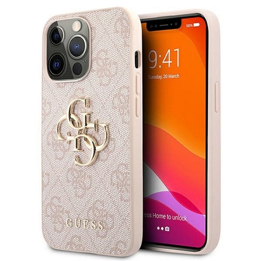 Apple iPhone 13 Pro Guess PU 4G Metal Logo etui (Różowy) - GUHCP13L4GMGPI