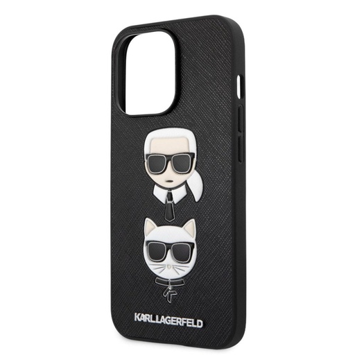 Apple iPhone 13 Karl Lagerfeld PU Saffiano Karl and Choupette Heads etui (Czarny) – KLHCP13MSAKICKCBK