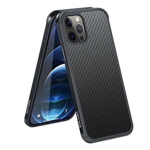 Apple iPhone 12/12 Pro Sulada carbon fiber etui na plecki (Czarny)