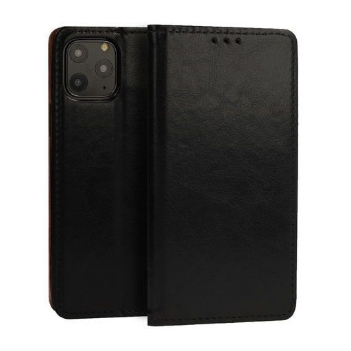 Apple iPhone 12/12 Pro oryginalny skóra etui z klapką (Czarny)