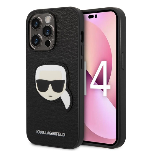 Apple iPhone 14 Pro Max Karl Lagerfeld PU Saffiano Karl Head etui (Czarny) – KLHCP14XSAPKHK