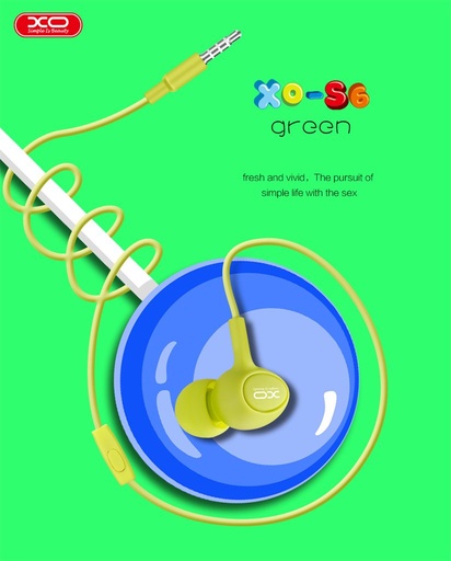 XO S6 Candy przewodowy słuchawki (Zielony) – jack 3,5 mm ze złączem