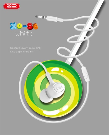 XO S6 Candy przewodowy słuchawki (Biały) – jack 3,5 mm ze złączem