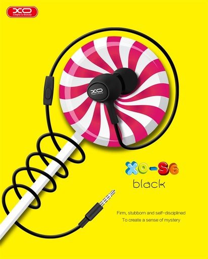 XO S6 Candy przewodowy słuchawki (Czarny) – jack 3,5 mm ze złączem
