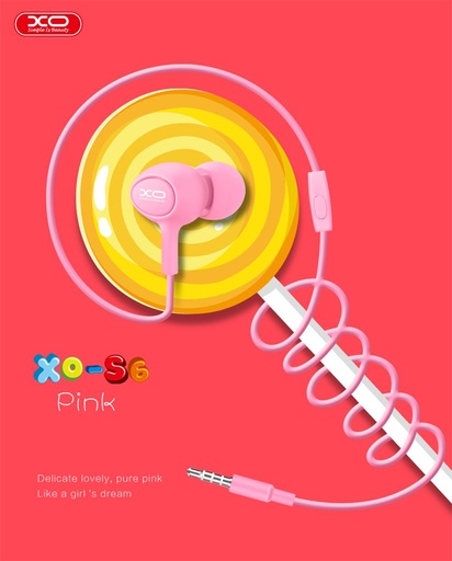XO S6 Candy przewodowy słuchawki (Różowy) – jack 3,5 mm ze złączem
