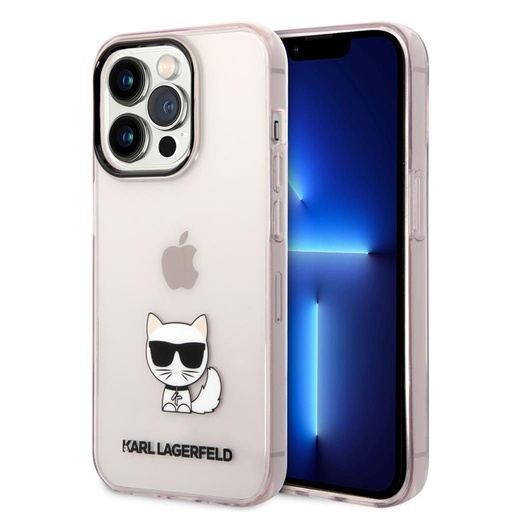 Apple iPhone 14 Pro Max (Różowy) Karl Lagerfeld Choupette Logo etui - KLHCP14XCTTRI
