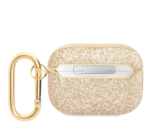 AirPods Pro Guess Glitter Flakes Metal Logo etui (Złoty) - GUAPHGGSHD