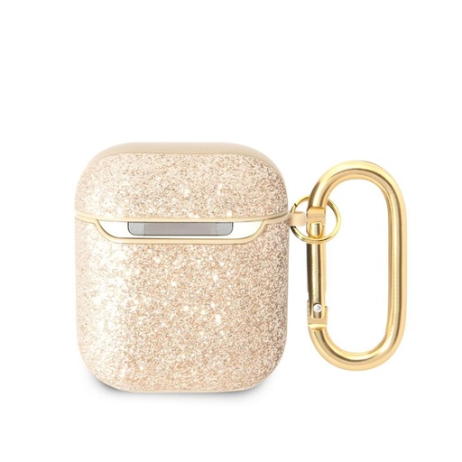 AirPods 1/2 Guess Glitter Flakes Metal Logo etui (Złoty) - GUA2HGGSHD
