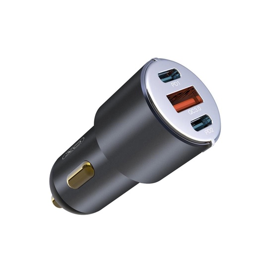 XO CC45 samochodowy szybka ładowarka 2 PD + QC 3.0 ze złączem lightning z kablem, czarno-biały