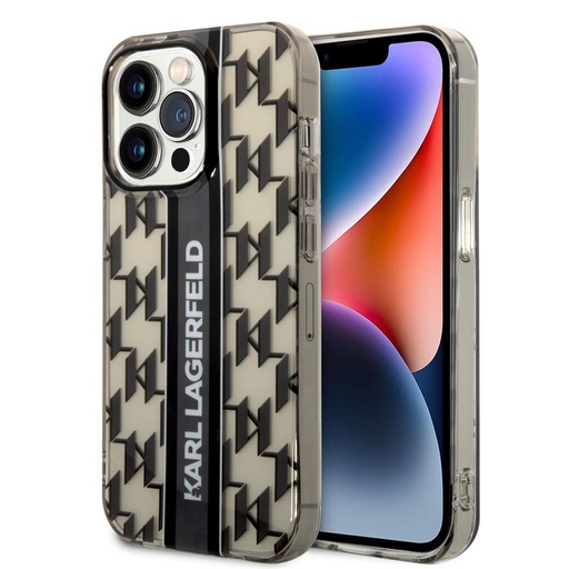 Apple iPhone 14 Pro Karl Lagerfeld Monogram Vertical Stripe etui (Czarny) – KLHCP14LHKLSPCK
