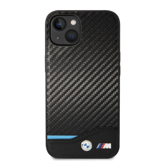 Apple iPhone 14 BMW M PU Carbon etui – Niebieski Line (Czarny) - BMHCP14S22NBCK