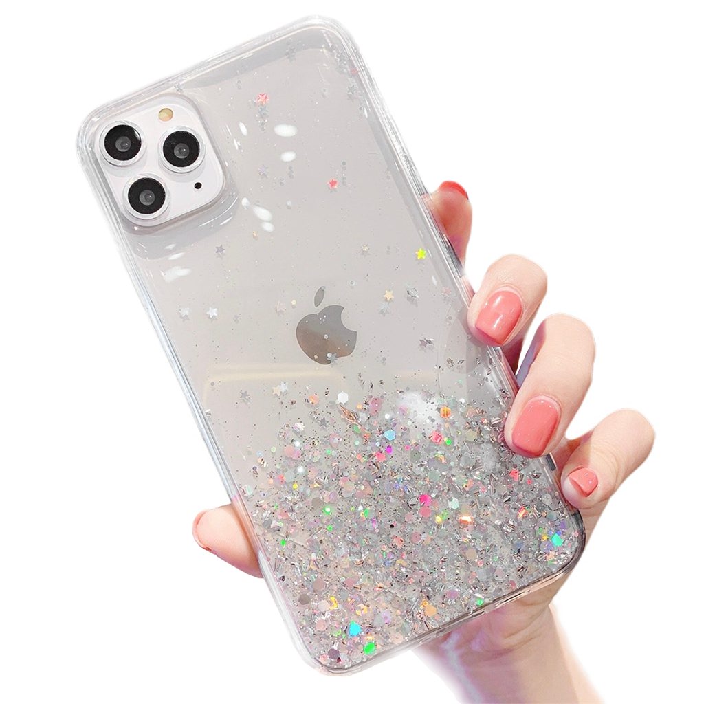 Apple iPhone 11 glue glitter hátlap tok (Átlátszó)