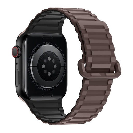 Apple Watch 42 / 44 / 45 / 49 mm Hoco WA06 elastyczny magnetyczny silikonowy pasek kawowy czarny