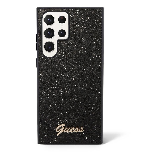 Samsung Galaxy S23 Ultra Guess Glitter Flakes Metal Logo etui (Czarny) - GUHCS23LHGGSHK