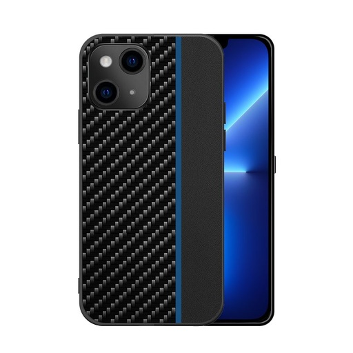 Apple iPhone 13 MOTO carbon etui na plecki (Czarny Niebieski Z paskiem)