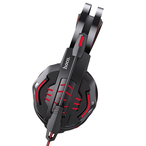 Hoco W102 słuchawki nauszne, 2m, two-in-one audio adapter, czerwony