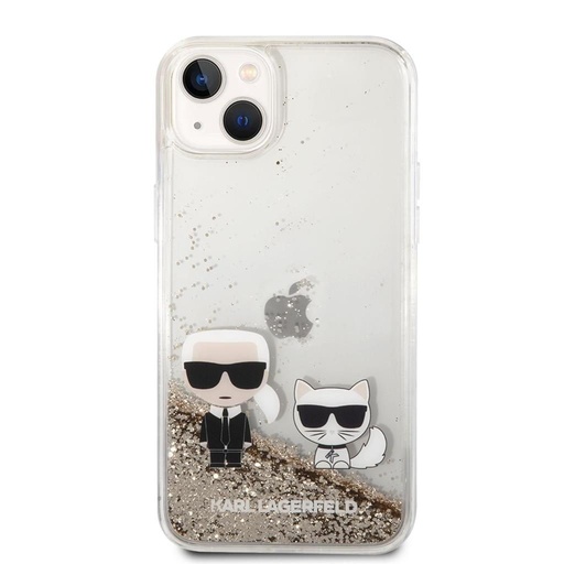 Apple iPhone 14 Plus Karl Lagerfeld Liquid Glitter Karl and Choupette etui (Złoty) – KLHCP14MGKCD