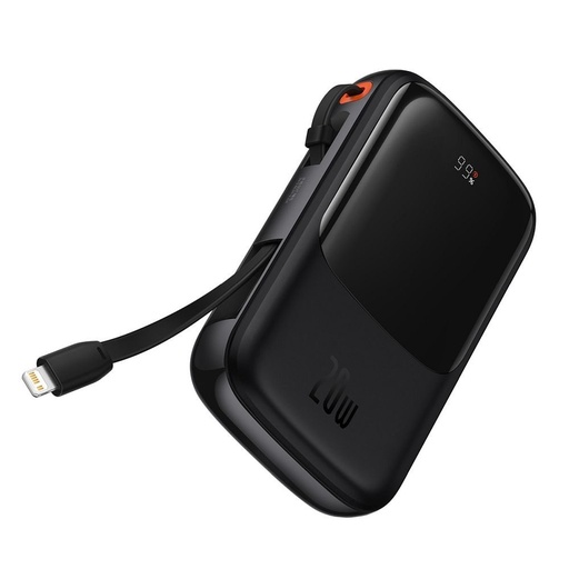BASEUS QPow powerbank, 10000mAH o pojemności,20W ładowania o mocy, lightning z kablem czarny