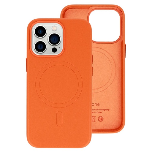 Apple iPhone 13 magsafe leather etui na plecki (Pomarańczowy)