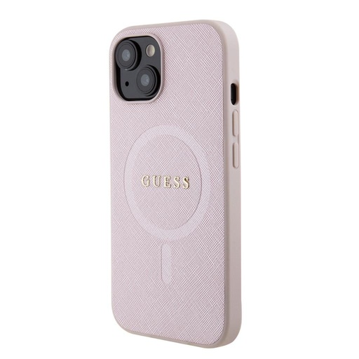 Apple iPhone 15 Guess PU Saffiano MagSafe etui (Różowy) - GUHMP15SPSAHMCP