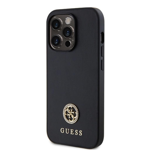 Apple iPhone 15 Pro Max Guess PU 4G Strass Metal Logo etui (Czarny) - GUHCP15XPS4DGPK