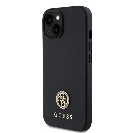 Apple iPhone 15 Guess PU 4G Strass Metal Logo etui (Czarny) - GUHCP15SPS4DGPK