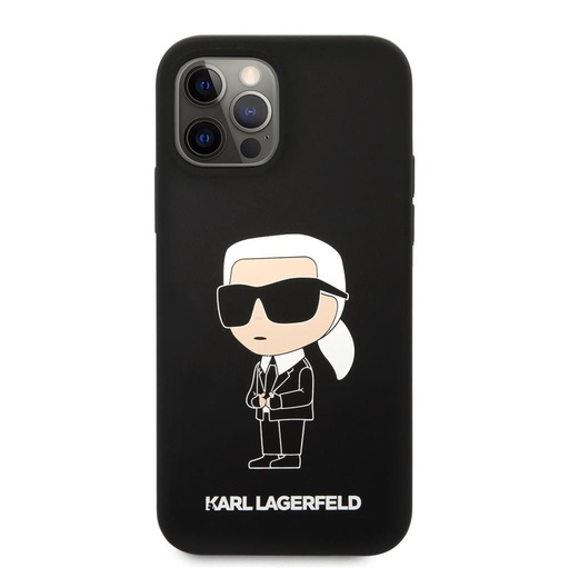 Apple iPhone 12/12 Pro Karl Lagerfeld Liquid Silicone Ikoniczny NFT etui (Czarny) – KLHCP12MSNIKBCK