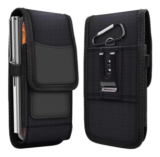 Apple iPhone 13 Pro Max / Samsung Galaxy S21 Ultra / Xiaomi 12 Ultra Oxford pionowy etui na pasek (Czarny)