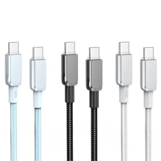 XO NB-Q250B USB-C–USB-C kabel do transmisji danych (Czarny) – 60W, błyszczący PVC pokrycie