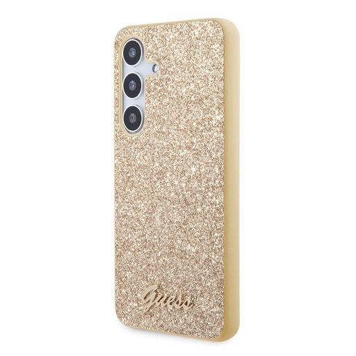 Samsung Galaxy S24 Guess Glitter Flakes Metal Logo etui (Złoty) - GUHCS24SHGGSHD