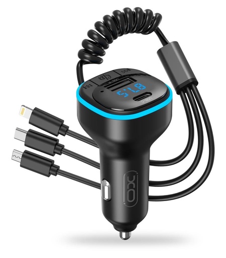 XO BCC07 FM transmitter, bluetooth, 3az1-be z kablem ładującym czarny